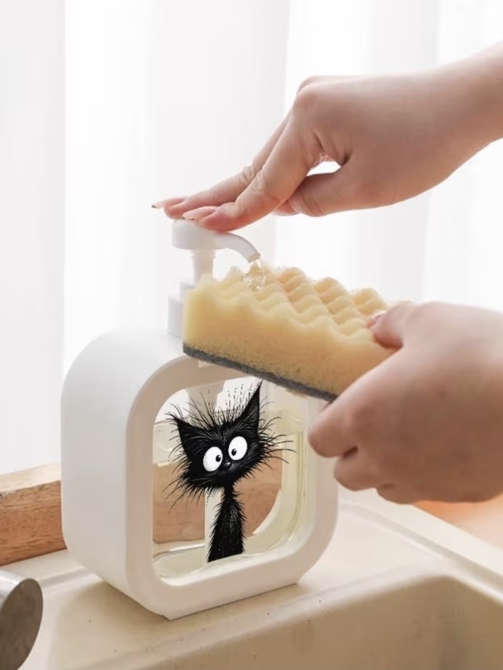 Soap, Lotion, Hand Sanitizer Dispenser w/ Pkayful Black Cat Design - Picture 7 of 7